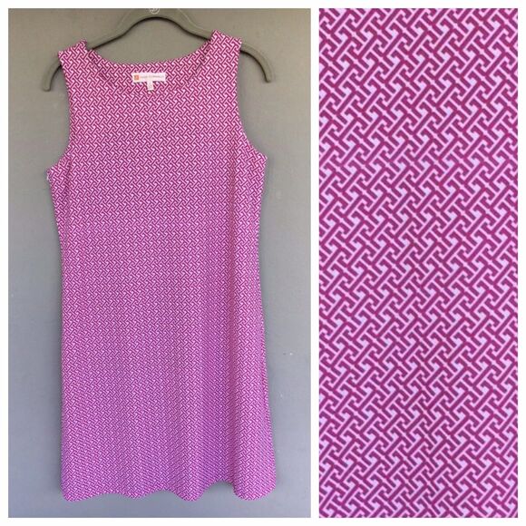 Jude Connally Dress Women's M Beth Pink Geo Print Sleeveless Jude Cloth - Picture 1 of 16